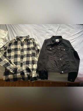 Black Denim Jacket - Women's Classic Button-Up